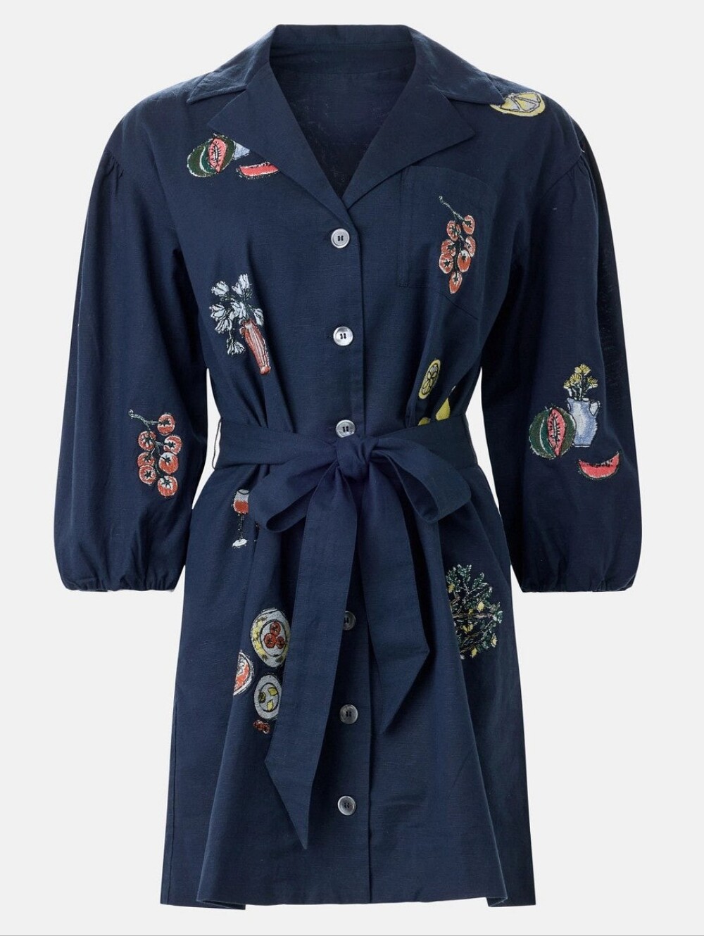 Tanya Taylor Sadie Dress Collared 3/4 Sleeve Size M